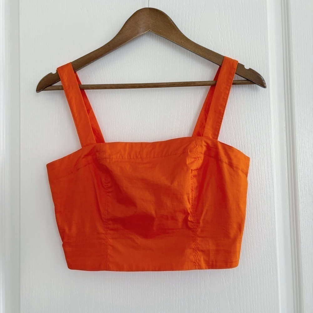 Jason Wu Orange Cropped Smocked Tank Top Medium Summer